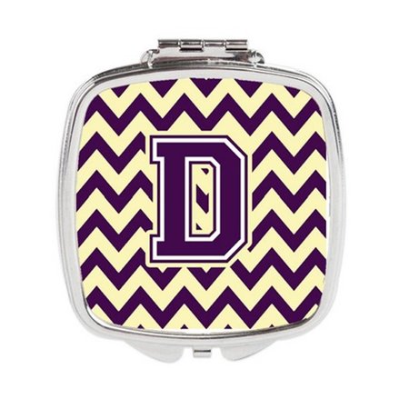 CAROLINES TREASURES Letter D Chevron Purple and Gold Compact Mirror CJ1058-DSCM